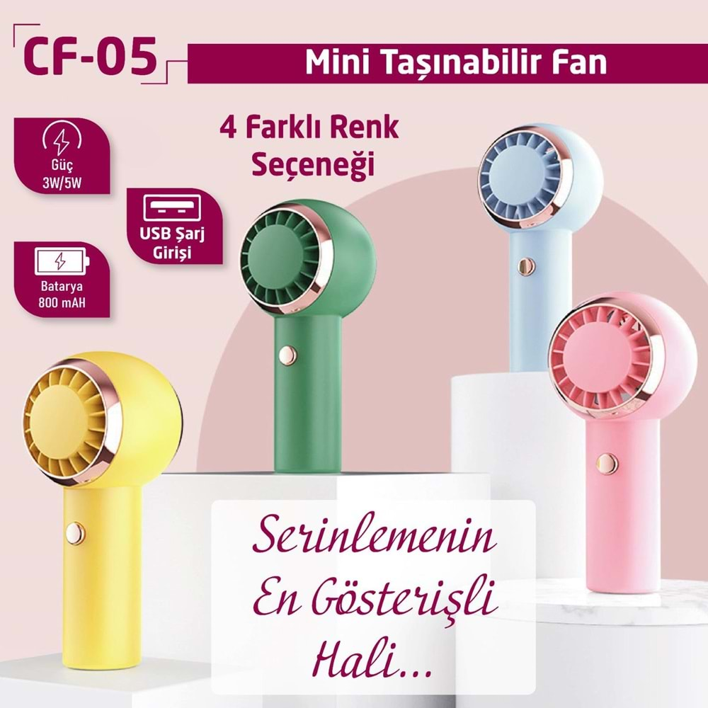 CONCORD CF-05 Taşınabilir Şarjlı 500mAh 3-5W Usb Masaüstü Fan Usb Vantilatör