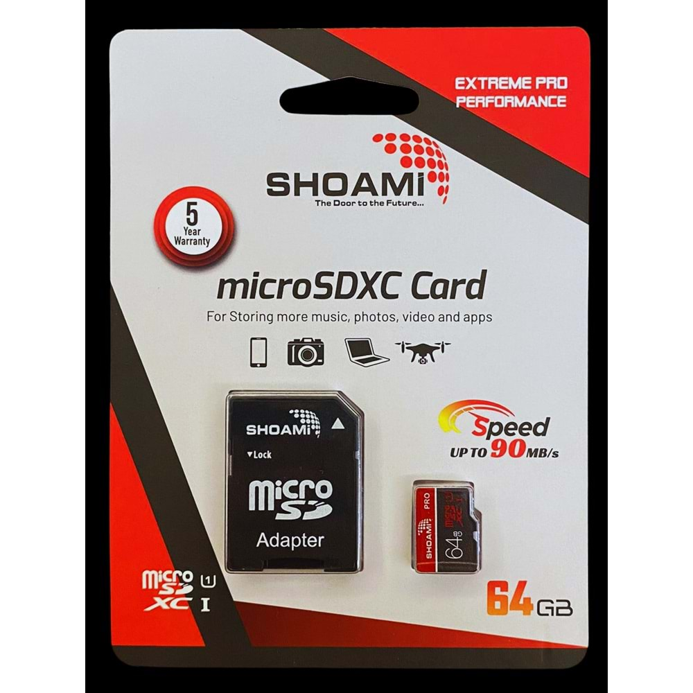 SHOAMİ SH-M64 64GB ADAPTÖRLÜ CLASS 10 MİCRO SD HAFIZA KART