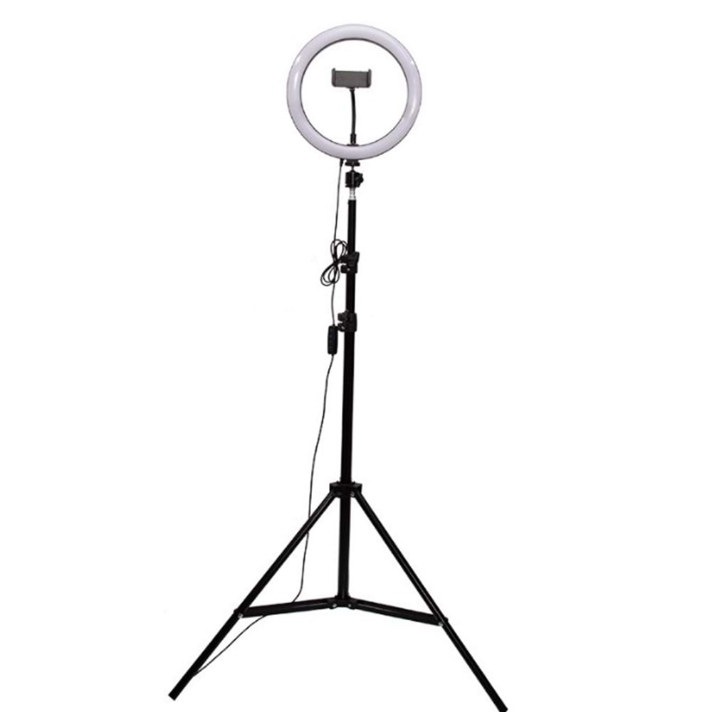 TELSAN LJJ-26 LED 10İNÇ 26CM 2METRE Youtuber Tiktok Çekim Telefon Tutucu Renkli Ring Light Makyaj Işığı 10 Inç Tripod