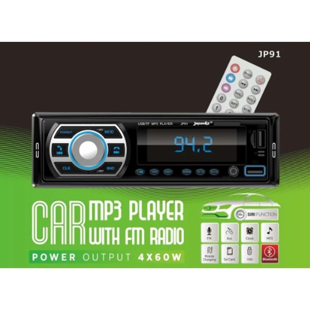 JAPANEX JP91 BLUETOOTH/FM/USB/TF/MP3 ÇALAR OTO TEYP 4X60WATT