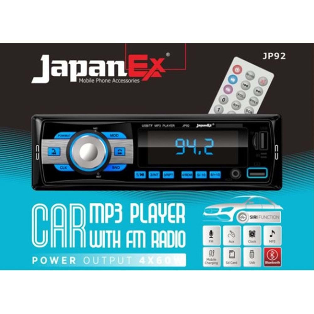 JAPANEX JP92 BLUETOOTH/FM/USB/TF/MP3 ÇALAR OTO TEYP 4X60WATT