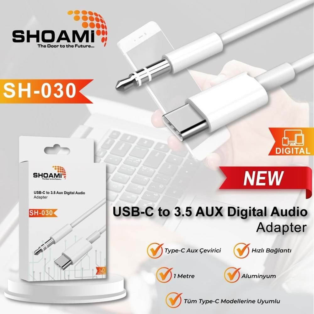 SHOAMİ SH-030 Dijital Type-C to 3.5MM Aux OTG Type-C To Aux Audio 1M