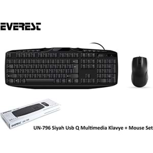 Everest UN-796 Siyah Usb Q Multimedia Klavye + Mouse Set