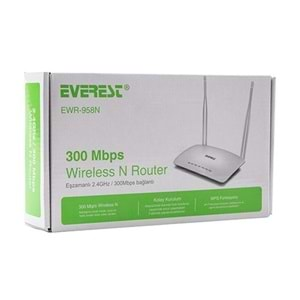 Everest EWR-958N 300Mbps 1 WAN + 4 LAN Port WISP+Repeater+Access Point 2.4GHz Beyaz Kablosuz Router