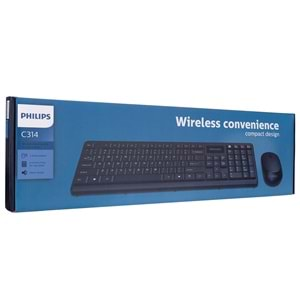 Philips SPT6314 Siyah Kablosuz 1200dpi Q Standart Klavye + Mouse Set C314