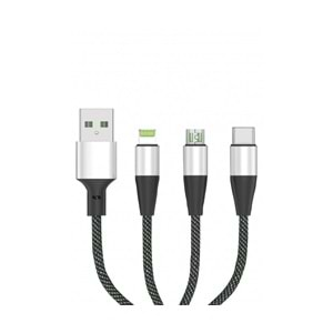 CONCORD C-317 15CM 2A 3İN1 MICRO TYPE-C LIGHTNING USB KABLO