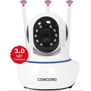 Concord C-630 3MP 1080P Full HD Gece Görüşlü Wifi TF Kart Destekli Hareketli IP Kamera