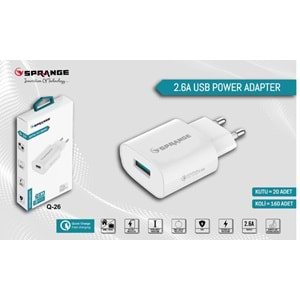 SPRANGE Q-26 HIZLI ŞARJ 5V-9V-12V 2.6A ŞARJ KAFA QUİCK FAST CHARGE USB POWER ADAPTER