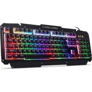 Concord C-62 Mekanik Hisli Metal Işıklı Ledli Q Türkçe Oyuncu Gaming Klavye