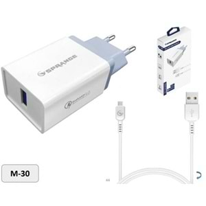 SPRANGE M-30 HIZLI ŞARJ 23W 5V3A QUİCK FAST CHARGE QUALCOMM SAMSUNG MİCRO ŞARJ ALETİ TAKIM