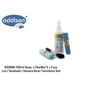 Addison 300886 100ml Sprey+ FiberBez*2 +Fırça Lcd/Notebook/Kamera Ekran Temizleme Seti