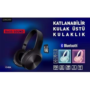 Concord C-924 TF/FM Bluetooth Yüksek Kaliteli Katlanabilir Kulak Üstü Kulaklık