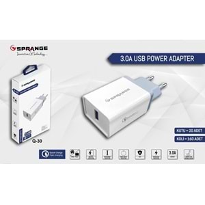 SPRANGE Q-30 HIZLI ŞARJ 5V-9V-12V 3A 23W ŞARJ KAFA QUİCK FAST CHARGE USB POWER ADAPTER