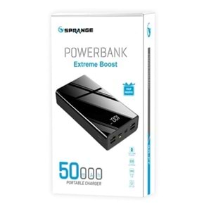 SPRANGE SR-P7 GÖSTERGELİ 4 USB 50000MAH TYPE-C MİCRO A+ SMART CHİP TECHNOLOGY POWERBANK