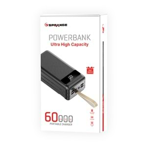 SPRANGE SR-P8 GÖSTERGELİ 4 USB 60000MAH TYPE-C MİCRO A+ SMART CHİP TECHNOLOGY POWERBANK