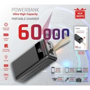 SPRANGE SR-P8 GÖSTERGELİ 4 USB 60000MAH TYPE-C MİCRO A+ SMART CHİP TECHNOLOGY POWERBANK