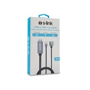 S-link SL-IPH25 HDMİ to USB-F 2m Mobil Telefon Uyumlu Görüntü Aktarıcı Kablo