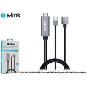 S-link SL-IPH25 HDMİ to USB-F 2m Mobil Telefon Uyumlu Görüntü Aktarıcı Kablo