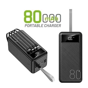 SPRANGE SR-P9 GÖSTERGELİ 4 USB 80000MAH TYPE-C MİCRO A+ SMART CHİP TECHNOLOGY POWERBANK