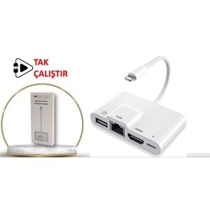 CONCORD BYL-022 LİGHTNİNG TO ŞARJ HDMİ USB 3.0 RJ45 USB LAN ÇEVİRİCİ 100MHZ