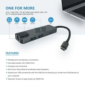 CONCORD BYL-2017 TYPE-C 2 PORT USB 2.0/3.0 HUB RJ45 USB LAN KART OKUYUCU ÇEVİRİCİ