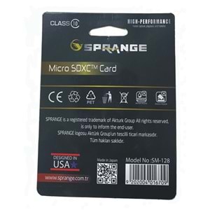 SPRANGE SM-128 Class10 128GB Micro SDXC UHS-3 4K HD Ultra Hafıza Kartı M128
