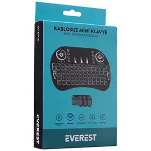 Everest EV-MK10 2.4GHz 3 Renk Işıklı kablosuz 2.4GHz Wifi Smart TV Mini Klavye Dokunmatik Mouse