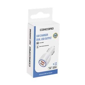 CONCORD C-767 QC FAST HIZLI 2.4A 3A ÇİFT USB ÇAKMAKLIK ARAÇ ŞARJ KAFA