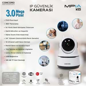 CONCORD MPİA KEİ 3MP İP WİFİ FULL HD 10 LED GECE GÖRÜŞLÜ 2 ANTENLİ HAREKETLİ KAMERA