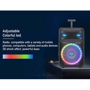 TELSAN NDR-C15 SD/USB/FM 15inc BLUETOOTH KARAOKE MİKROFONLU KABLOSUZ KUMANDALI RGB MÜZİK KUTUSU