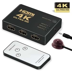 TELSAN HS3K 3 Port 4Kx2K ULTRA HD Kablolu HDMİ Switch Çoklayıcı Çoğaltıcı Splitter 3 Giriş 1 Çıkış