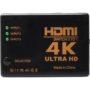 TELSAN HS3K 3 Port 4Kx2K ULTRA HD Kablolu HDMİ Switch Çoklayıcı Çoğaltıcı Splitter 3 Giriş 1 Çıkış