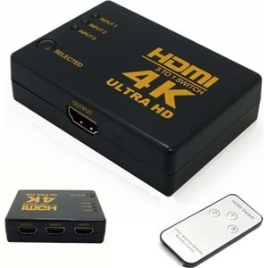 TELSAN HS3K 3 Port 4Kx2K ULTRA HD Kablolu HDMİ Switch Çoklayıcı Çoğaltıcı Splitter 3 Giriş 1 Çıkış