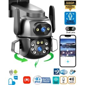 MPİA HİNA ÇİFT KAMERA 3+3MP İP WİFİ FULL HD SUYA DAYANIKLI 10 LED GECE GÖRÜŞLÜ 2 ANTENLİ HAREKETLİ KAMERA