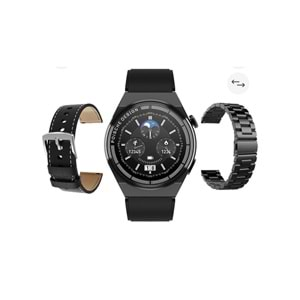 TELSAN G3 Max Poische Design Metal/Deri Kordon 46MM NFC/Siri/Takip Özellikli Premium Akıllı Saat (3 KORDON)