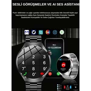 TELSAN RW-32 Watch 4 Pro Plus Amoled Ekran Akıllı Saat Deri+Metal+Silikon Kordon (3 KORDON)