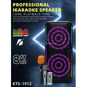 TELSAN KTS-1912 SD/USB/FM 16inc KUMANDALI KABLOSUZ ÇİFT MİKROFONLU BLUETOOTH RGB IŞIKLI MÜZİK KUTUSU