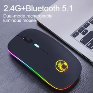 POLYGOLD PG-8033 RGB aydınlatmalı Bt Kablosuz Klavye Mause Seti Mini Slim Şarjlı