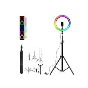 CONCORD SLF-3 RGB Kumandalı 210CM 10inç Youtuber Tiktok Çekim Telefon Tutucu Renkli Ring Light Makyaj Işığı Tripod