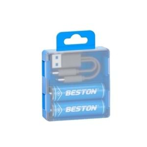 Beston Pil P2-01C-AAA Şarj Edilebilir 2'Li 1.5V AAA Usb Type-C Şarj Kablolu İnce Pil