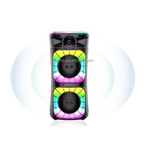 PLATOON PL-4602 SD/USB/FM 8inc 2000W KARAOKE MİKROFONLU BLUETOOTH RGB IŞIKLI MÜZİK KUTUSU ABS-2412