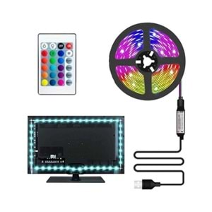 SPRANGE SP-LD5 Sese Duyarlı Bluetooth 5 Metre Tv Arkası USB Girişli Rgb Şerit LED Kumanda ile Kontrol Led