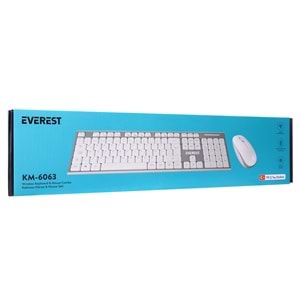 Everest KM-6063 Beyaz/Gri Kablosuz Q Multimedia Klavye + Mouse Set