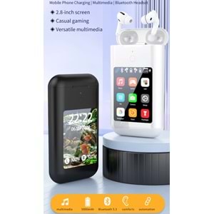 Telsan AY-28 ANC/ENC 2.8inç Amoled Dokunmatik Ekran 5000Mah Powerbank Fener Fonksiyonlu Bluetooth Kulaklıklar