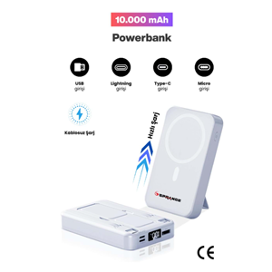 SPRANGE SR-P26M MAGSAFE WİRELESS 10000MAH 15W HIZLI ŞARJ 20W PD GÖSTERGELİ POWERBANK