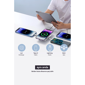 SPRANGE SR-P27M MAGSAFE WİRELESS 10000MAH 15W HIZLI ŞARJ 27W PD GÖSTERGELİ POWERBANK