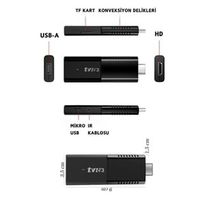 TELSAN TV322A Ultra Hd Android Tv Box TVR3 TV Stick 1080P 4K Android 12 Wifi Akıllı Medya Oynatıcı TV Stick