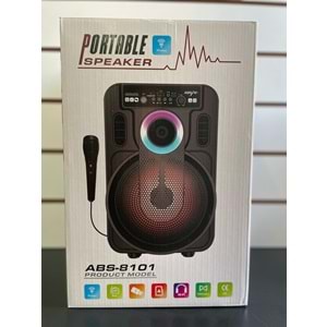 TELSAN ABS-8101 SD/USB/FM 8inc KARAOKE MİKROFONLU BLUETOOTH RGB IŞIKLI MÜZİK KUTUSU PL-4435