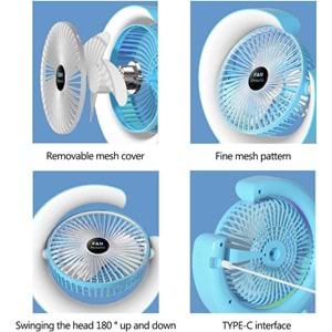 Telsan TLS-42 Mini Fan Renkli Işıklı Vantilatör Hava Soğutucu Fan