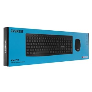 Everest KM-719 Siyah Ikisi bir arada 2 in 1 Kablosuz Q Multimedia Klavye + Mouse Set